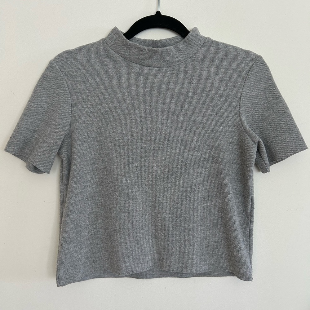 Zara - Gray Women's Mock Neck Crop Top